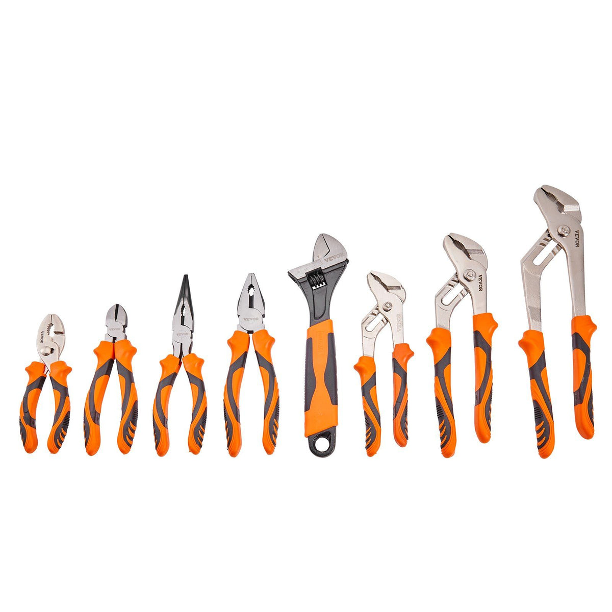 Pliers Set, 8-Piece, High Carbon Steel, 30.5cm/25.4cm/20.3cm Groove Joint Pliers, 20.3cm Linesman's Pliers, V952-QZZT612INCH86GK4UV0
