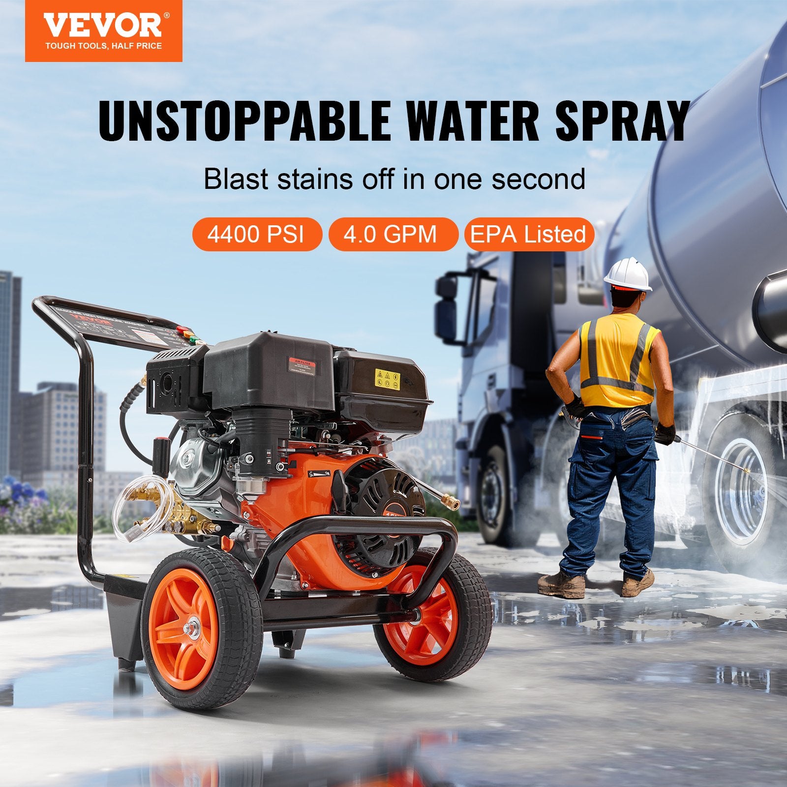 Gas Pressure Washer Gas Powered Washer 4400 PSI 4.0 GPM 390cc 5 Nozzles V952-R4400PSI40GPMBG47V0