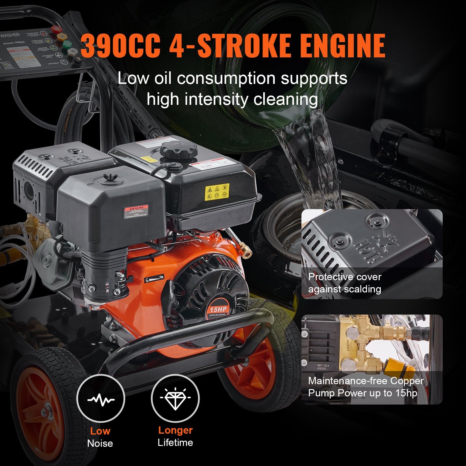 Gas Pressure Washer Gas Powered Washer 4400 PSI 4.0 GPM 390cc 5 Nozzles V952-R4400PSI40GPMBG47V0