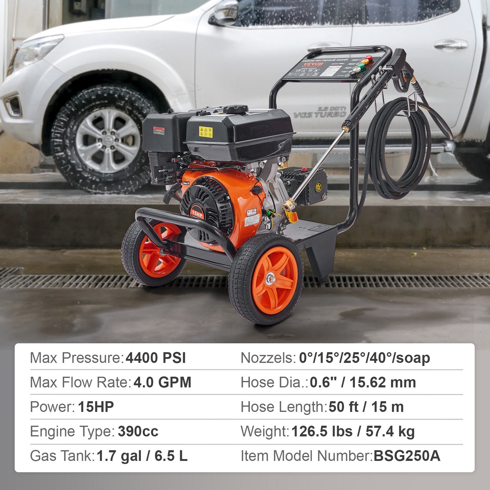 Gas Pressure Washer Gas Powered Washer 4400 PSI 4.0 GPM 390cc 5 Nozzles V952-R4400PSI40GPMBG47V0