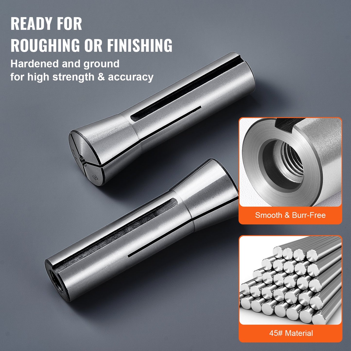 13 pcs Precision R8 Collet Set, 1/8'' - 7/8'', 45# Mill Collet Chuck 0.0012"/30um TIR with 13 Labeled Storage V952-R8JT13PCSW00O2D91V0