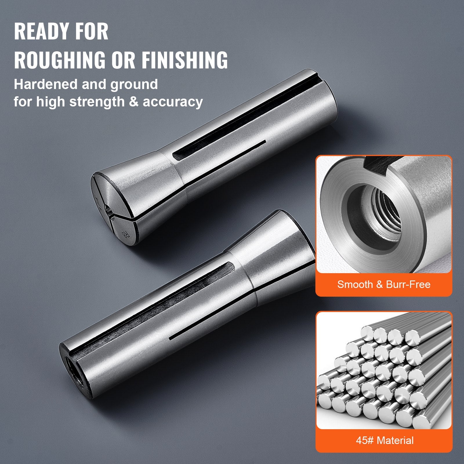 13 pcs Precision R8 Collet Set, 1/8'' - 7/8'', 45# Mill Collet Chuck 0.0012"/30um TIR with 13 Labeled Storage V952-R8JT13PCSW00O2D91V0