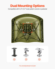 Boat Seat, Low Backrest, Folding Fishing Boat Seat with Thickened Sponge Cushion & PU Polyester Fabric, V952-RDFZCZYMCSKF83ET4001V0