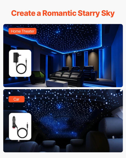 Starlight Headliner Kit, 450 pcs 0.76 mm 3 m, 16W Twinkle Fiber Optic Star Ceiling Lights for Car, Bluetooth V952-RGBWGXTJ450PI2KRZ001V9