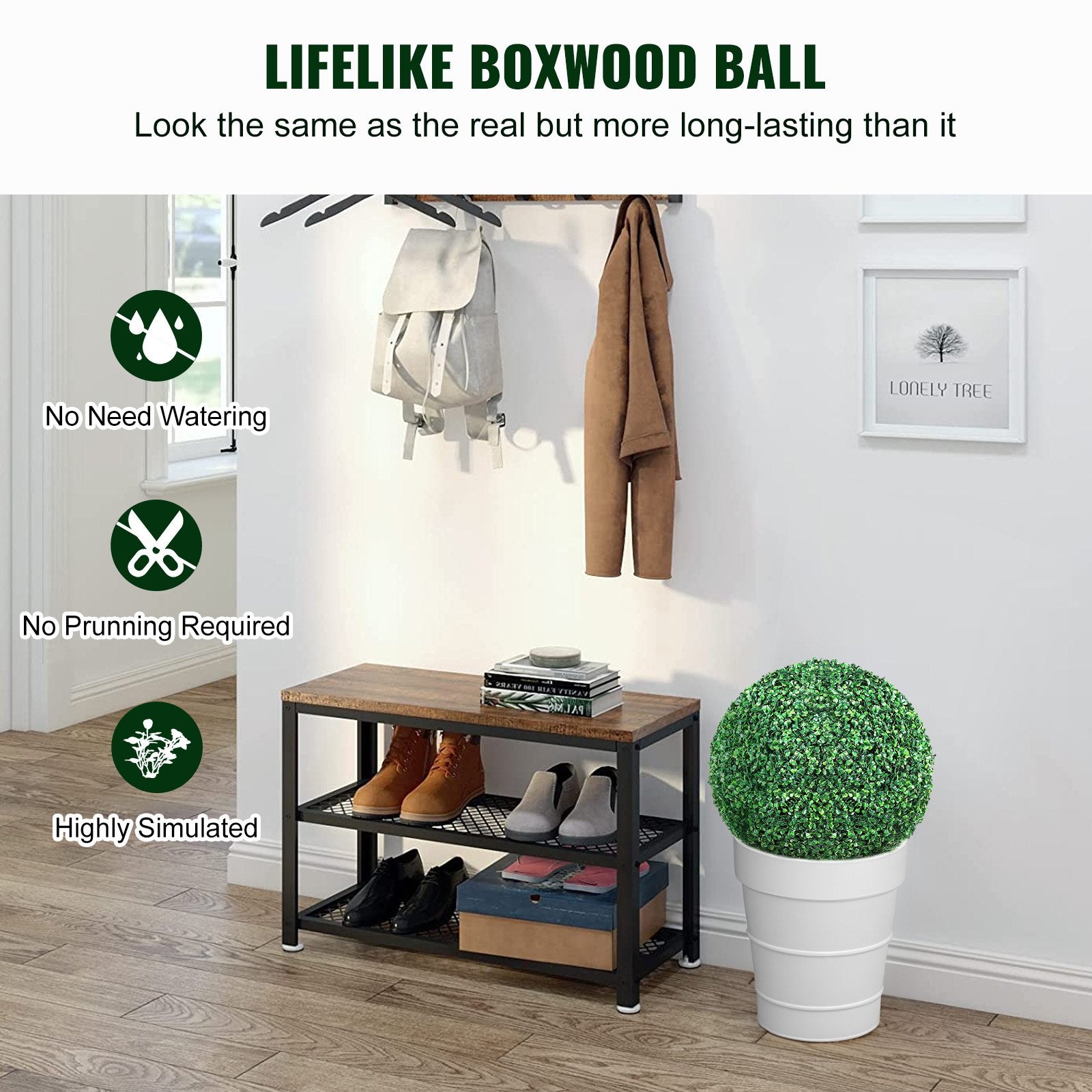 Artificial Topiaries Boxwood Trees, (2 Pieces), Ball-Shape Faux Topiaries Plant, All-year Green Feaux Plant V952-RGZWXJQ20YC04FIJEV0
