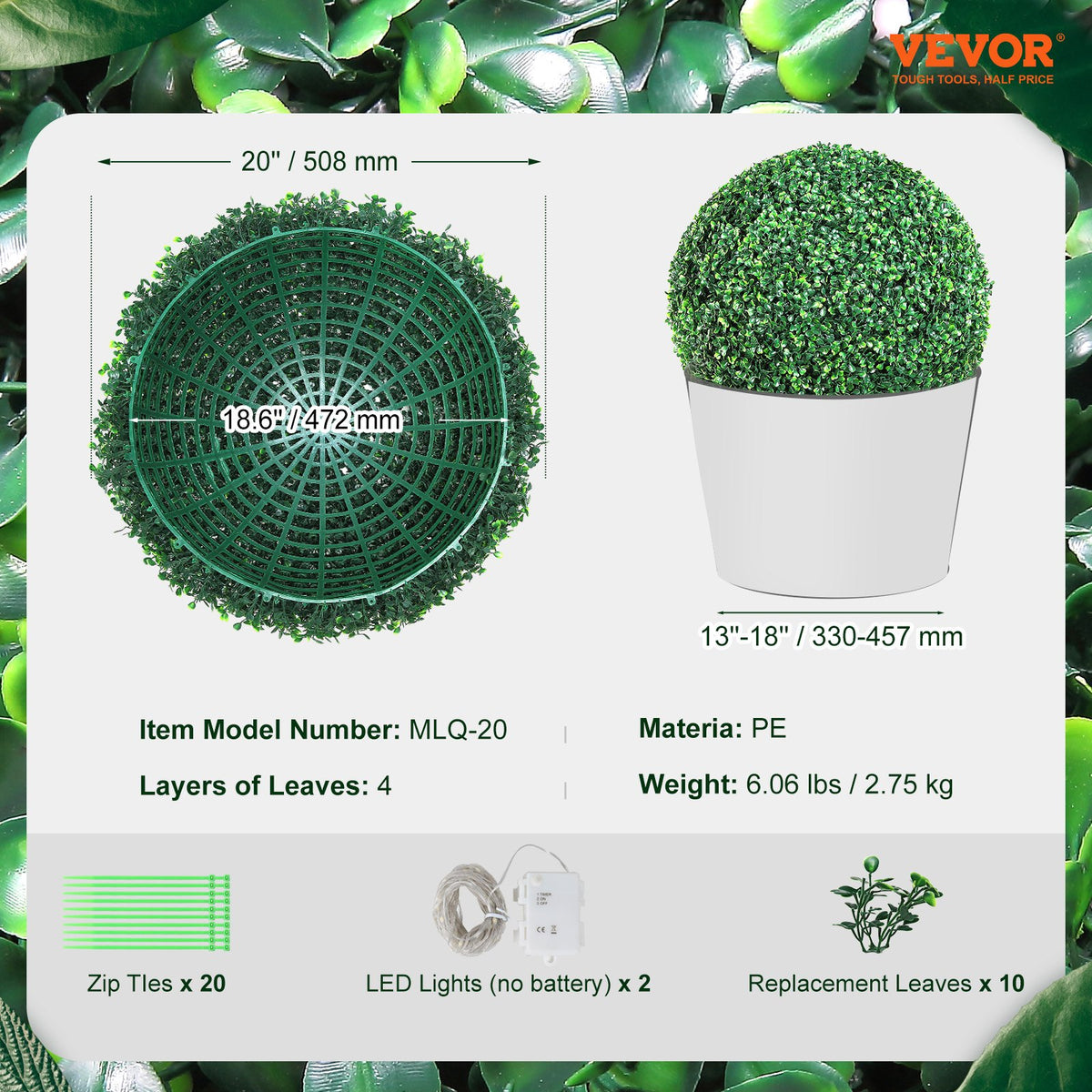 Artificial Topiaries Boxwood Trees, (2 Pieces), Ball-Shape Faux Topiaries Plant, All-year Green Feaux Plant V952-RGZWXJQ20YC04FIJEV0