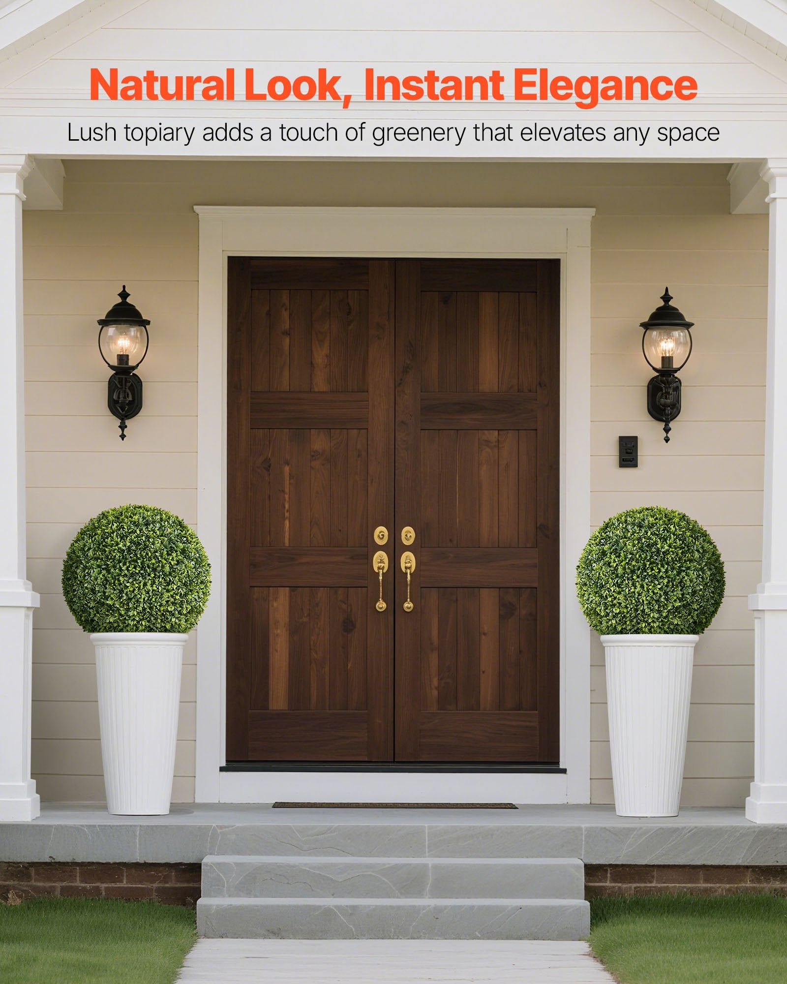 Artificial Topiary Ball, 584mm Faux Boxwood Plant Balls, Fake Silk Tree Look Real, Easy Assembly for Decor V952-RGZWXJQ23YC09HHQK001V0
