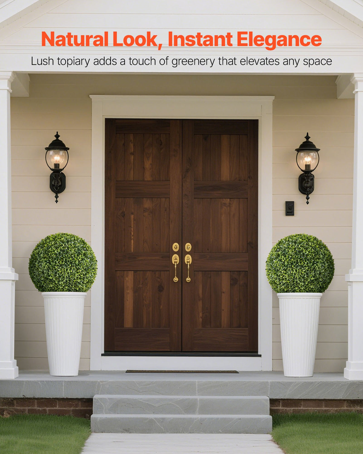 Artificial Topiary Ball, 584mm Faux Boxwood Plant Balls, Fake Silk Tree Look Real, Easy Assembly for Decor V952-RGZWXJQ23YC09HHQK001V0