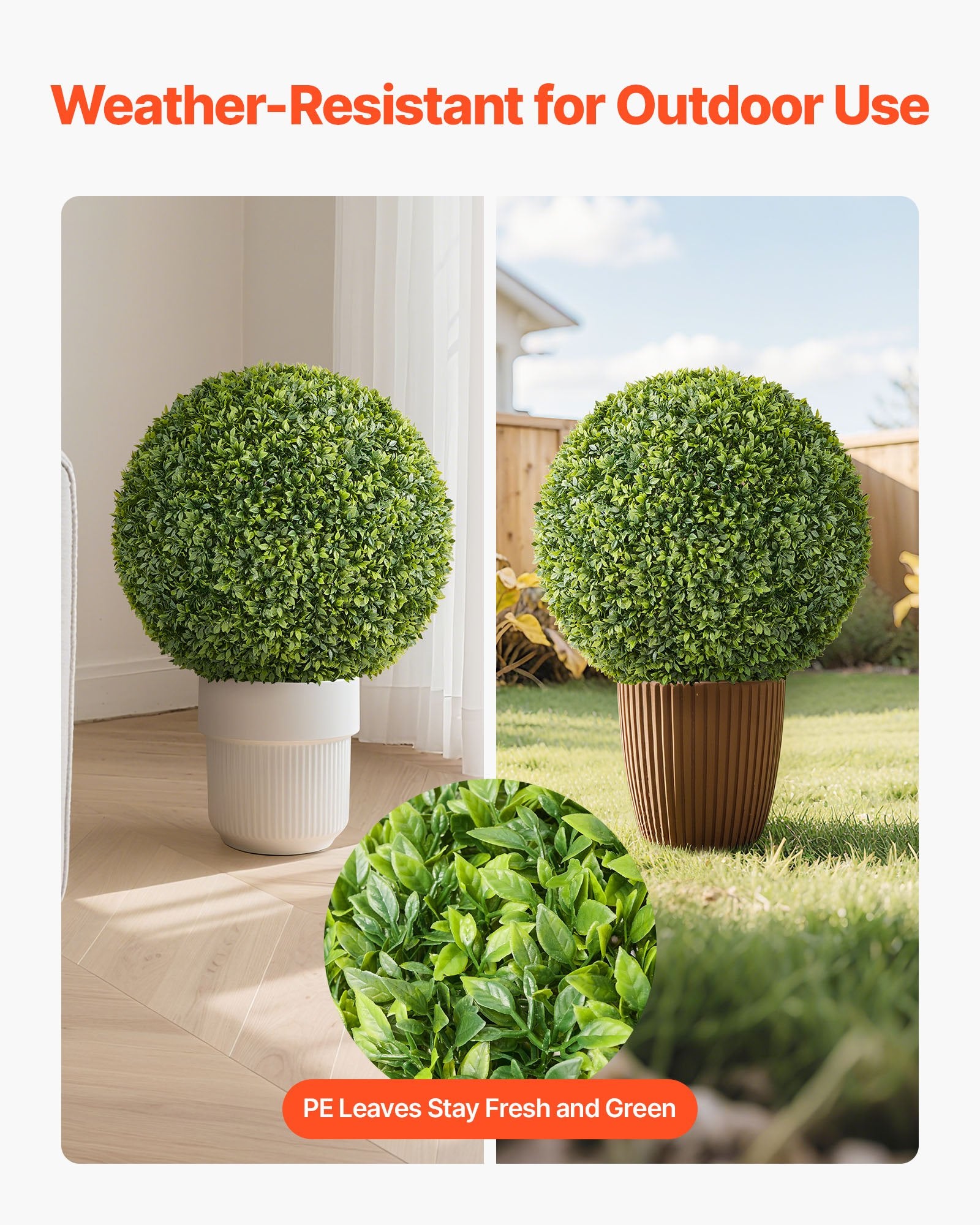 Artificial Topiary Ball, 584mm Faux Boxwood Plant Balls, Fake Silk Tree Look Real, Easy Assembly for Decor V952-RGZWXJQ23YC09HHQK001V0