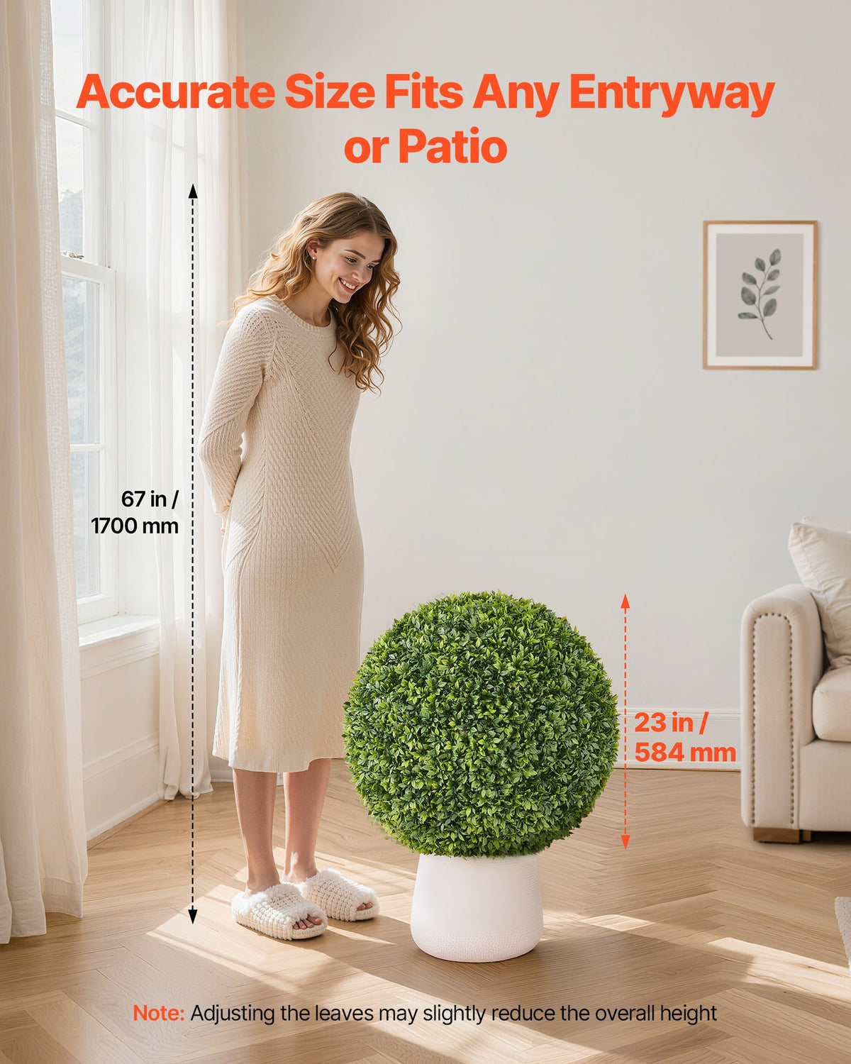 Artificial Topiary Ball, 584mm Faux Boxwood Plant Balls, Fake Silk Tree Look Real, Easy Assembly for Decor V952-RGZWXJQ23YC09HHQK001V0