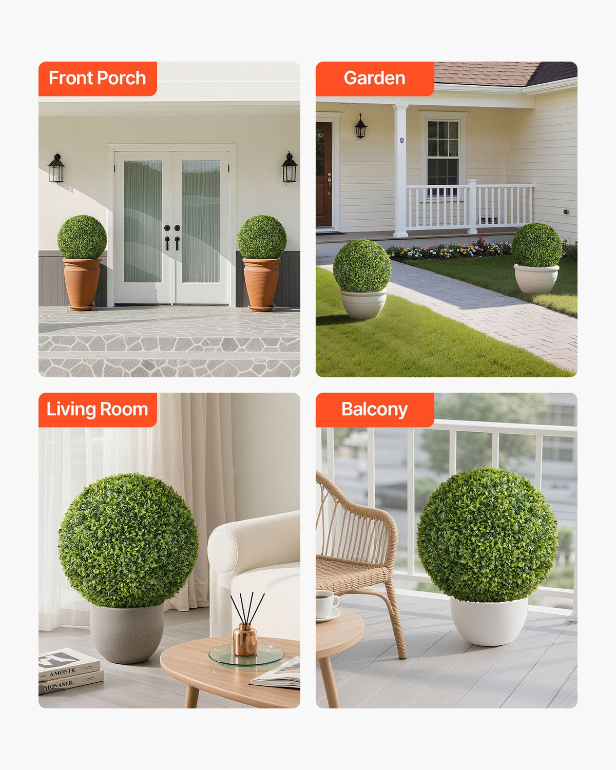 Artificial Topiary Ball, 584mm Faux Boxwood Plant Balls, Fake Silk Tree Look Real, Easy Assembly for Decor V952-RGZWXJQ23YC09HHQK001V0