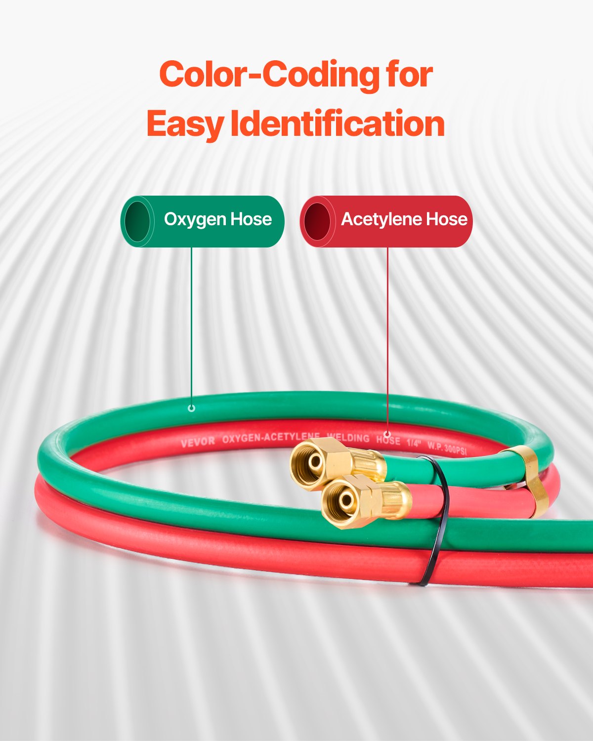 Oxygen Acetylene Hose, 1/4-Inch x 50FT Oxy Acetylene Hose with 9/16"-18 LH/RH B Fittings, R Grade Welding V952-RJYYGHJRGMG5FNC9OV0