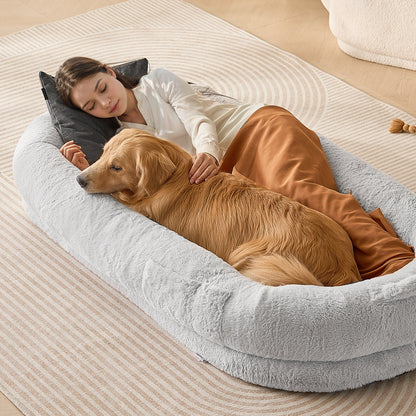 Human Dog Bed 1720x890x250 mm Human Size Dog Bed Washable Faux Rabbit Fur V952-RLGCQBWTYXDMHL7V8V0