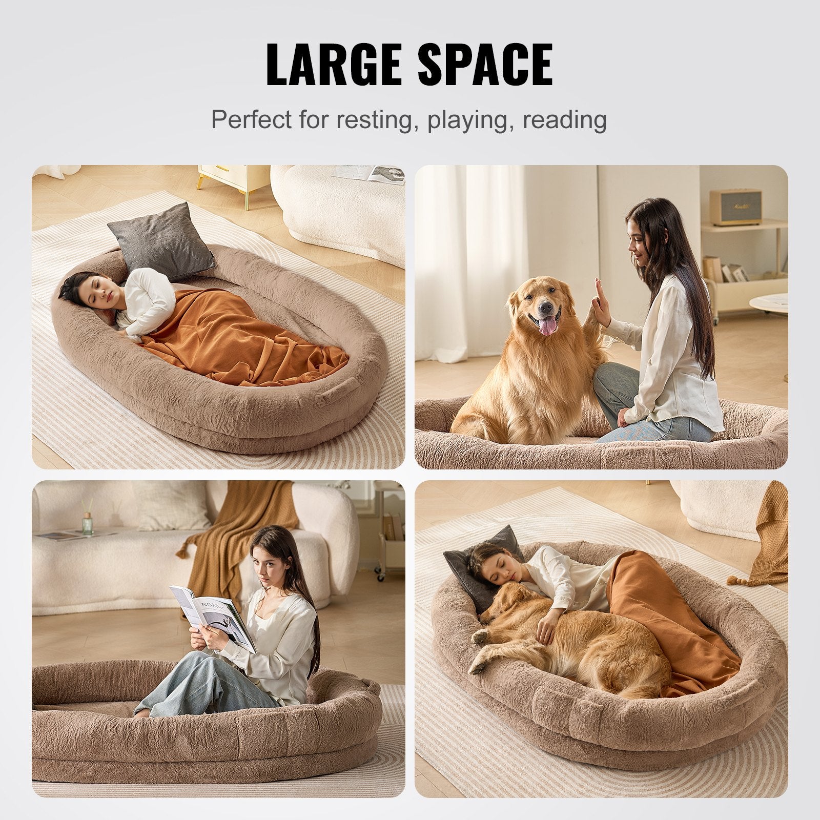 Human Dog Bed 1825x1220x254 mm Human Size Dog Bed Washable Faux Rabbit Fur V952-RLGCQBWTYXDMQBXROV0