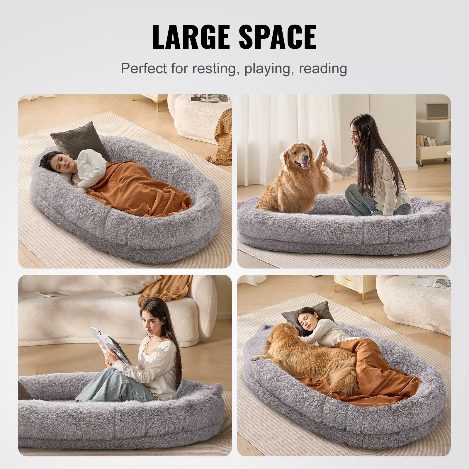 Human Dog Bed 1820x1220x250 mm Human Size Dog Bean Bed Washable PV Velvet V952-RLGCQBWTYXZMLCKEJV0