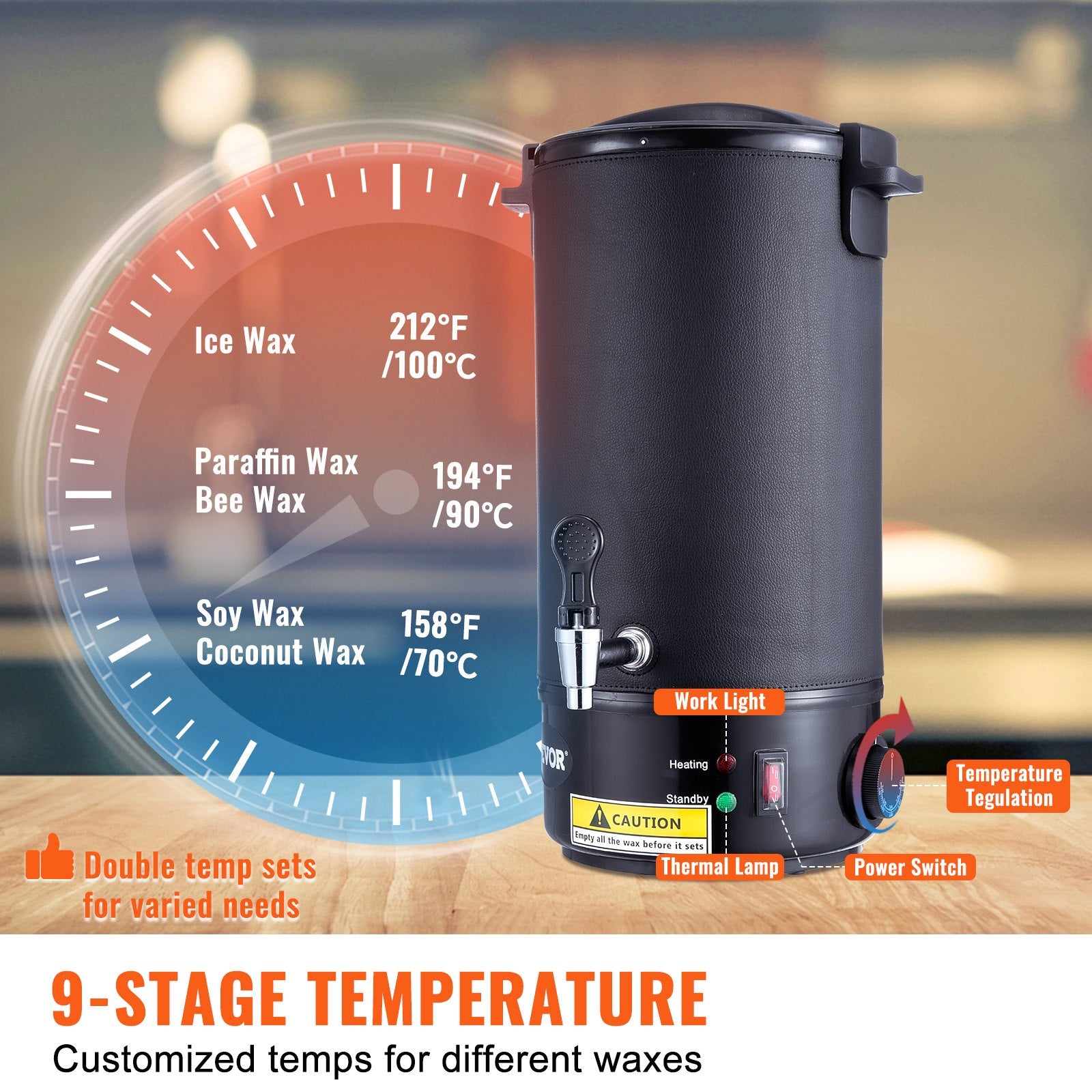 Wax Melter for Candle Making 10Liter Electric Pot Commercial or Home Use V952-RLTYT10L1200WXSVPV3