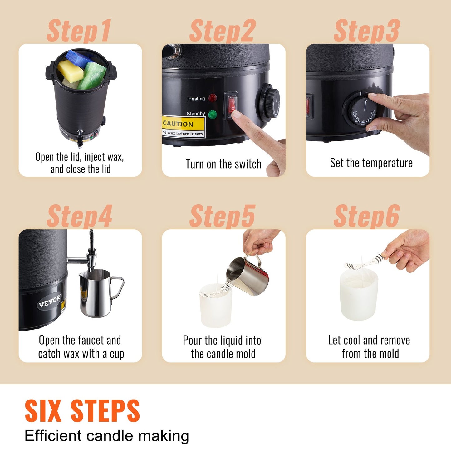 Wax Melter for Candle Making 10Liter Electric Pot Commercial or Home Use V952-RLTYT10L1200WXSVPV3