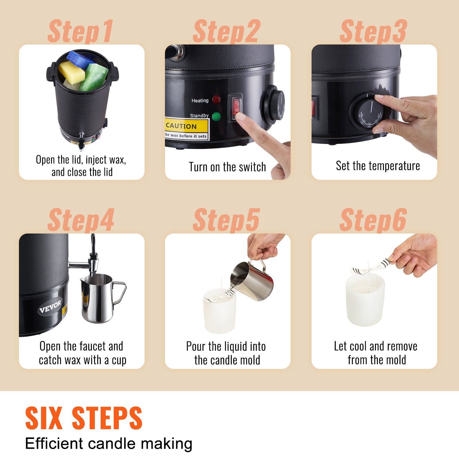 Wax Melter for Candle Making 10Liter Electric Pot Commercial or Home Use V952-RLTYT10L1200WXSVPV3