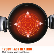 Wax Melter for Candle Making, 5 Liter Large Electric Wax Melting Pot Easy Pour Spout, 4-level Temperature V952-RLTYT55L1200WY345V3