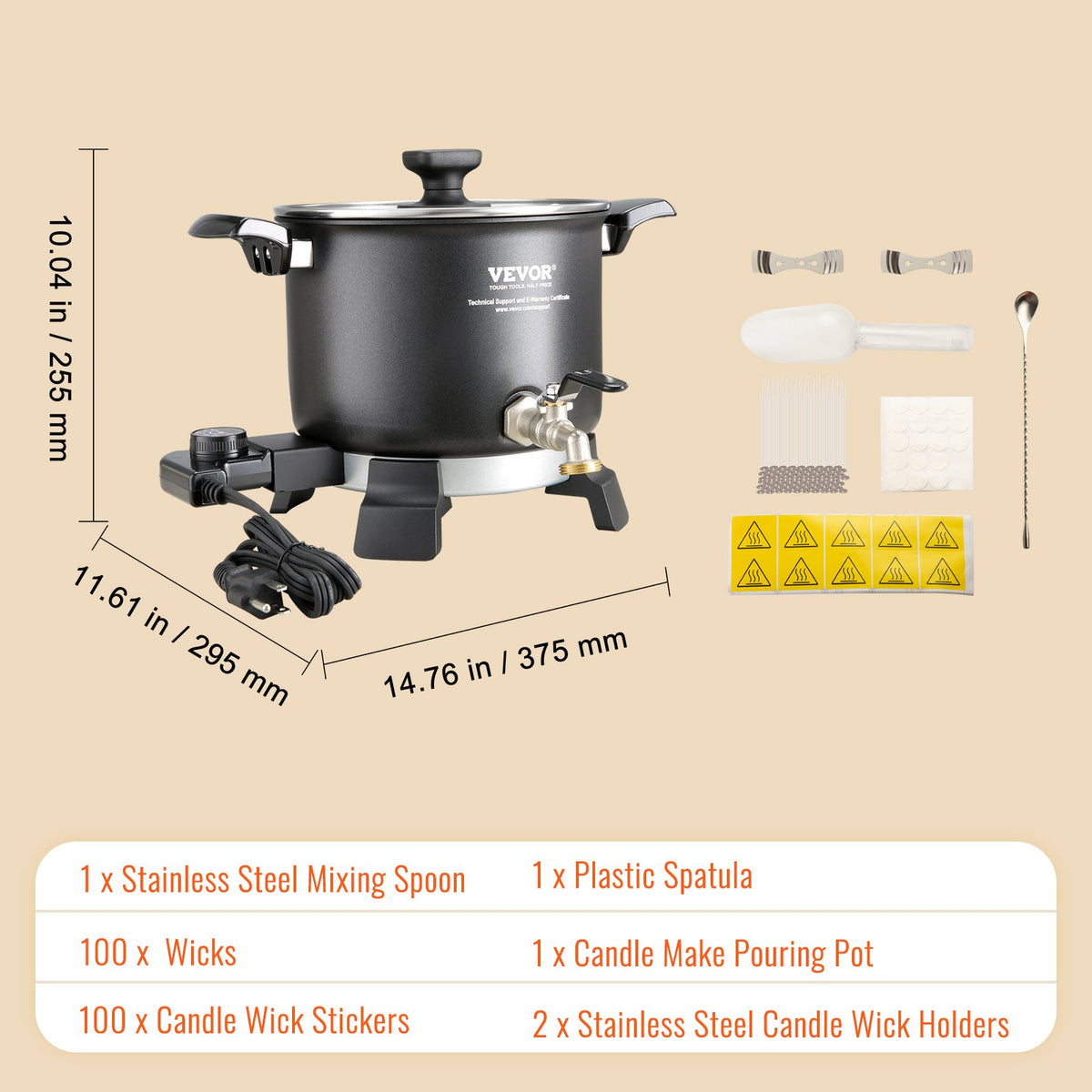 Wax Melter for Candle Making, 5 Liter Large Electric Wax Melting Pot Easy Pour Spout, 4-level Temperature V952-RLTYT55L1200WY345V3