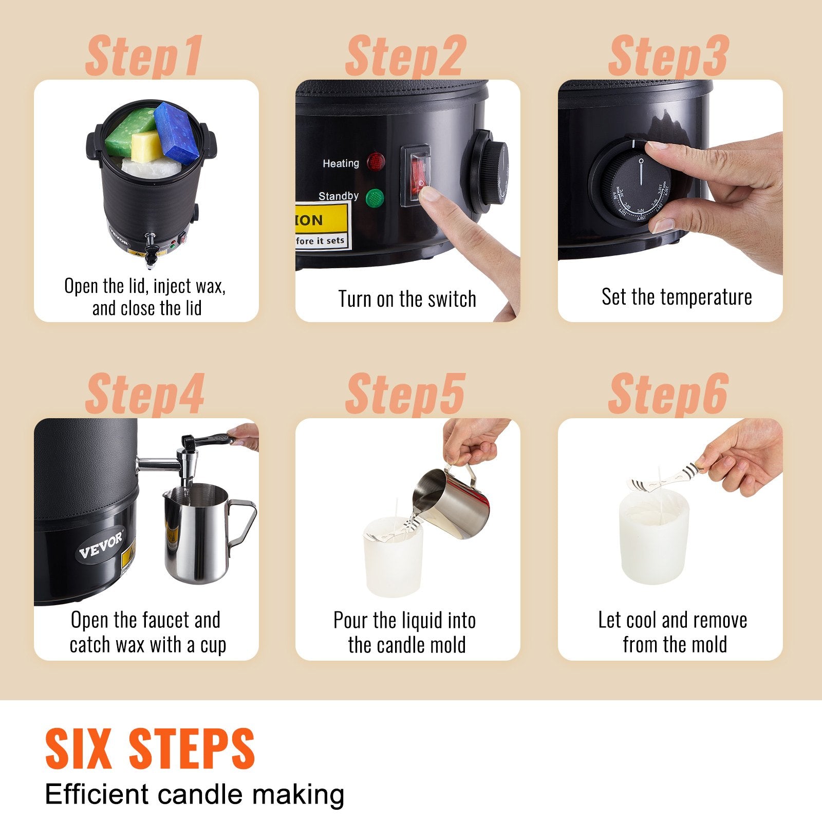 Wax Melter for Candle Making 6.5Liter Electric Pot Commercial or Home Use V952-RLTYT65L1200WNUZ7V3