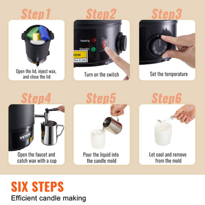 Wax Melter for Candle Making 6.5Liter Electric Pot Commercial or Home Use V952-RLTYT65L1200WNUZ7V3