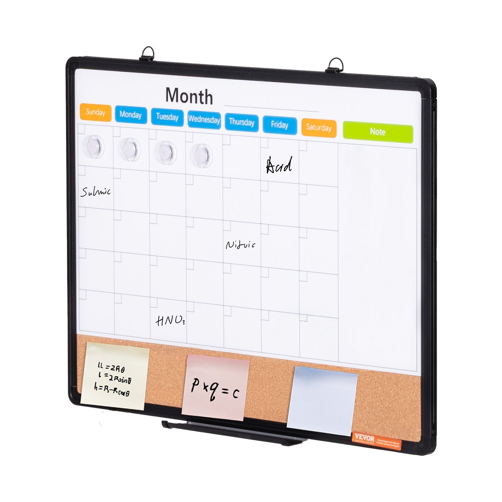 24"x 18" Monthly Calendar Whiteboard & Cork Board Combo with Aluminum Frame - 2-in-1 Magnetic Dry Erase V952-RMB24X18RLBB31L3TV0