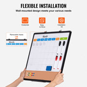 24"x 18" Monthly Calendar Whiteboard & Cork Board Combo with Aluminum Frame - 2-in-1 Magnetic Dry Erase V952-RMB24X18RLBB31L3TV0