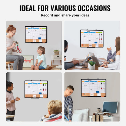 24"x 18" Monthly Calendar Whiteboard & Cork Board Combo with Aluminum Frame - 2-in-1 Magnetic Dry Erase V952-RMB24X18RLBB31L3TV0