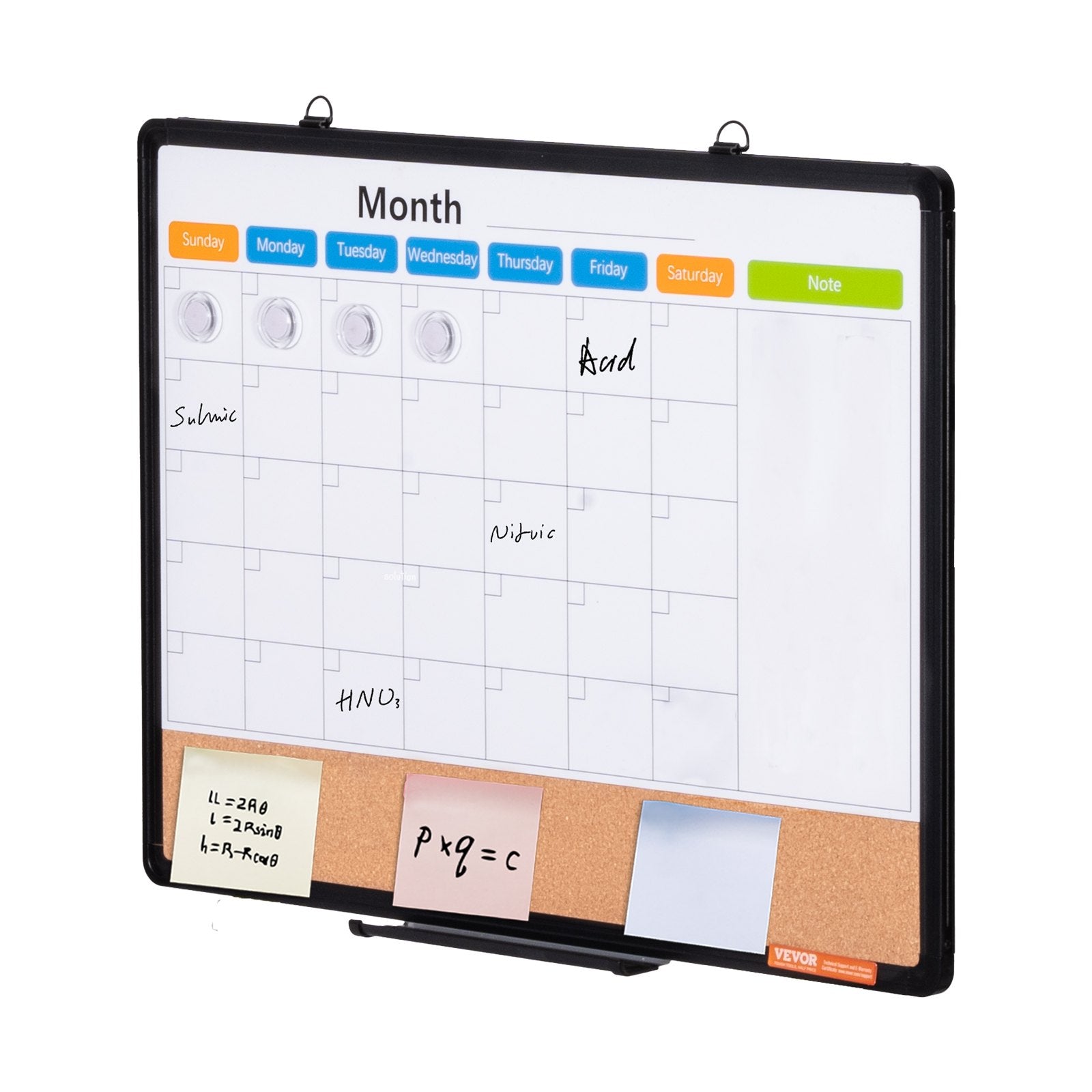 24"x 18" Monthly Calendar Whiteboard & Cork Board Combo with Aluminum Frame - 2-in-1 Magnetic Dry Erase V952-RMB24X18RLBB31L3TV0