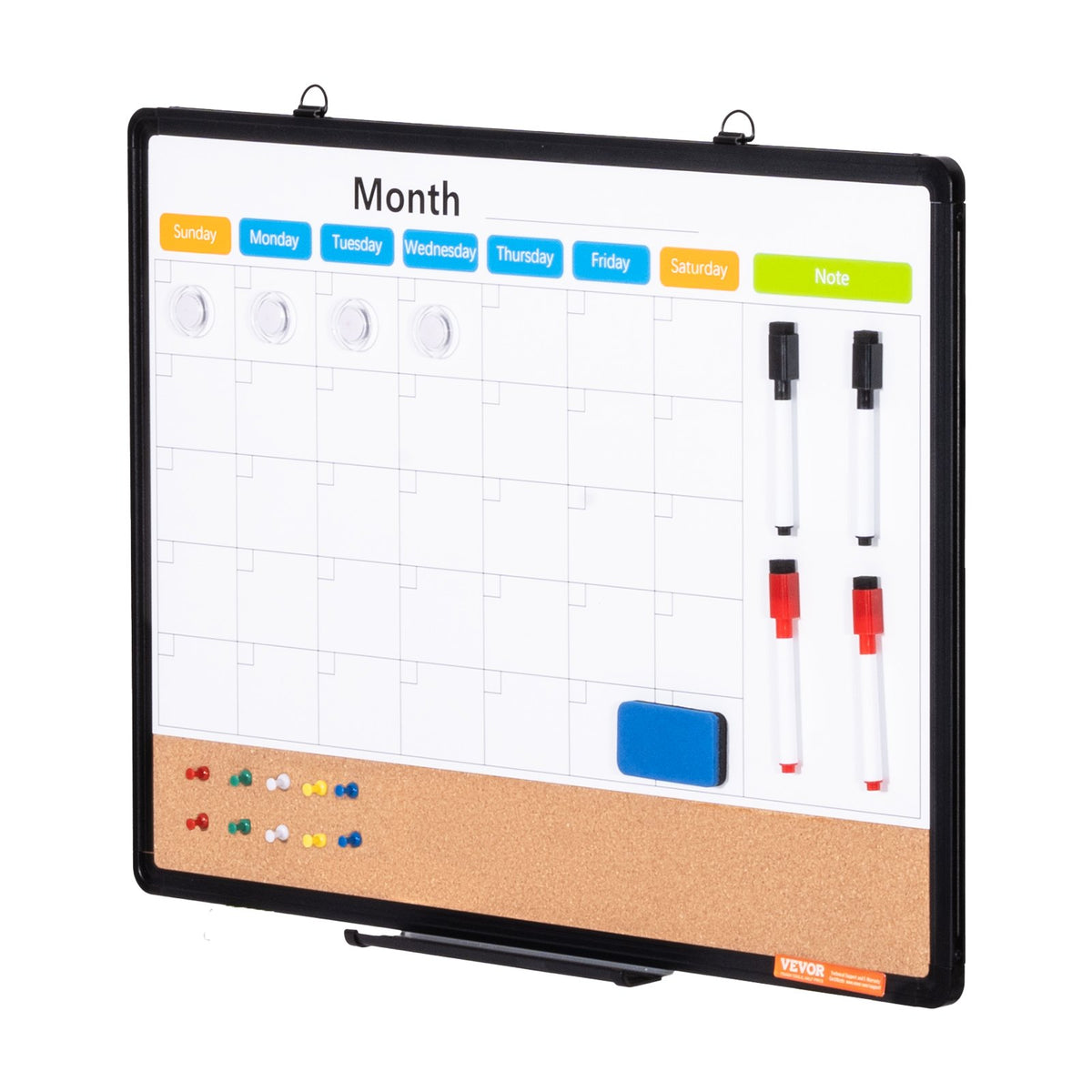 24"x 18" Monthly Calendar Whiteboard & Cork Board Combo with Aluminum Frame - 2-in-1 Magnetic Dry Erase V952-RMB24X18RLBB31L3TV0