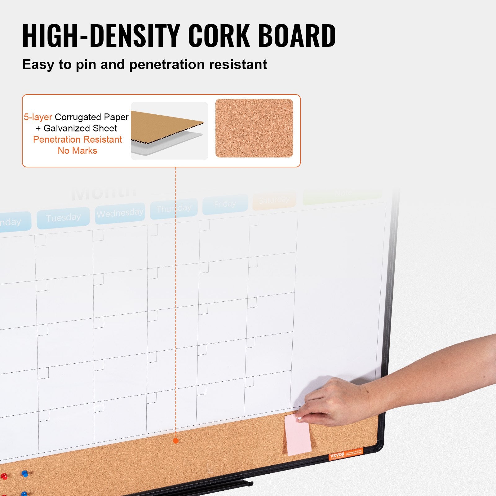 36"x 24" Monthly Calendar Whiteboard & Cork Board Combo with Aluminum Frame - 2-in-1 Magnetic Dry Erase V952-RMB36X24RLBBZZZDYV0