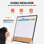 36"x 24" Monthly Calendar Whiteboard & Cork Board Combo with Aluminum Frame - 2-in-1 Magnetic Dry Erase V952-RMB36X24RLBBZZZDYV0