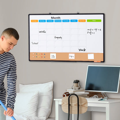 36"x 24" Monthly Calendar Whiteboard & Cork Board Combo with Aluminum Frame - 2-in-1 Magnetic Dry Erase V952-RMB36X24RLBBZZZDYV0