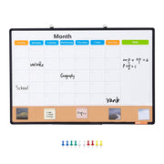 36"x 24" Monthly Calendar Whiteboard & Cork Board Combo with Aluminum Frame - 2-in-1 Magnetic Dry Erase V952-RMB36X24RLBBZZZDYV0