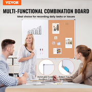 48"x 36" Whiteboard & Cork Board Combo with Aluminum Frame - 2-in-1 Magnetic Dry Erase Bulletin Board for V952-RMB48X36BBRMT05ZSV0