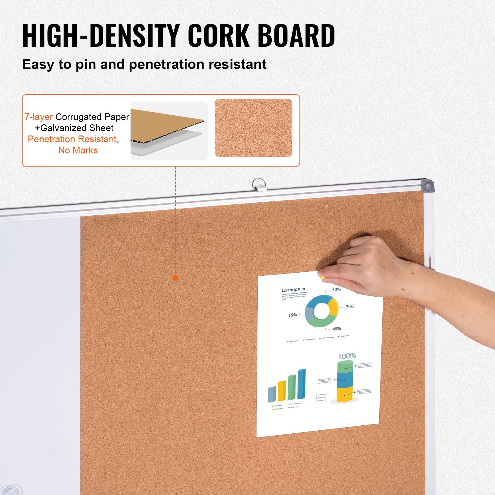 48"x 36" Whiteboard & Cork Board Combo with Aluminum Frame - 2-in-1 Magnetic Dry Erase Bulletin Board for V952-RMB48X36BBRMT05ZSV0