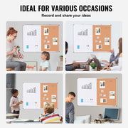 48"x 36" Whiteboard & Cork Board Combo with Aluminum Frame - 2-in-1 Magnetic Dry Erase Bulletin Board for V952-RMB48X36BBRMT05ZSV0