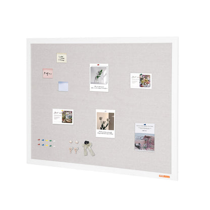 48"x36" White Cork Board with Linen Surface - Stylish Wall-Mounted Bulletin Board for Home, School, Office - V952-RMB48X36WBSMBDAIDV0