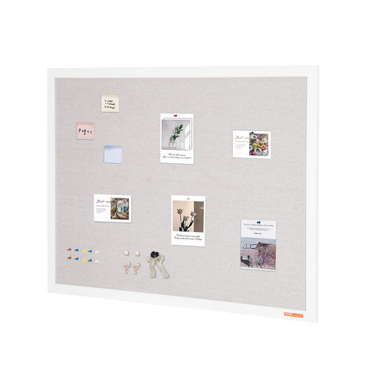 48"x36" White Cork Board with Linen Surface - Stylish Wall-Mounted Bulletin Board for Home, School, Office - V952-RMB48X36WBSMBDAIDV0