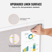 48"x36" White Cork Board with Linen Surface - Stylish Wall-Mounted Bulletin Board for Home, School, Office - V952-RMB48X36WBSMBDAIDV0