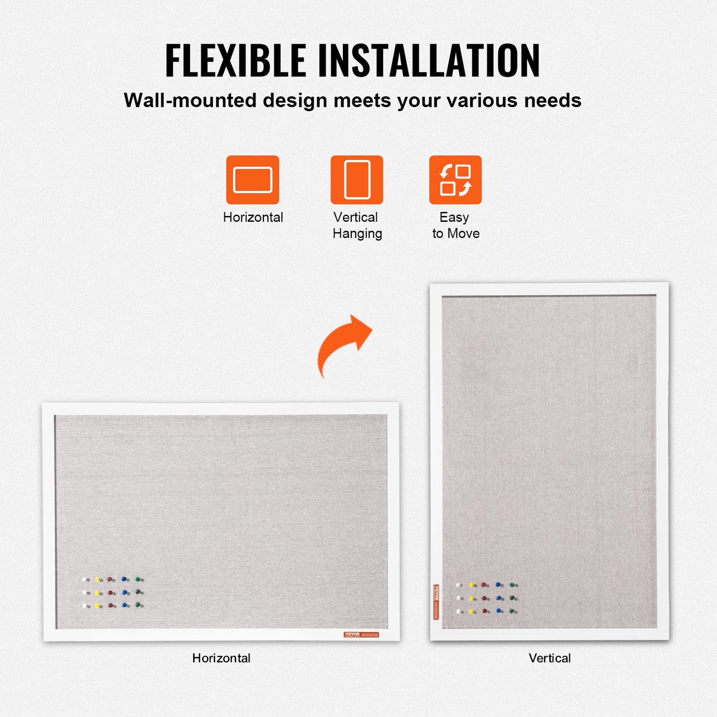 48"x36" White Cork Board with Linen Surface - Stylish Wall-Mounted Bulletin Board for Home, School, Office - V952-RMB48X36WBSMBDAIDV0