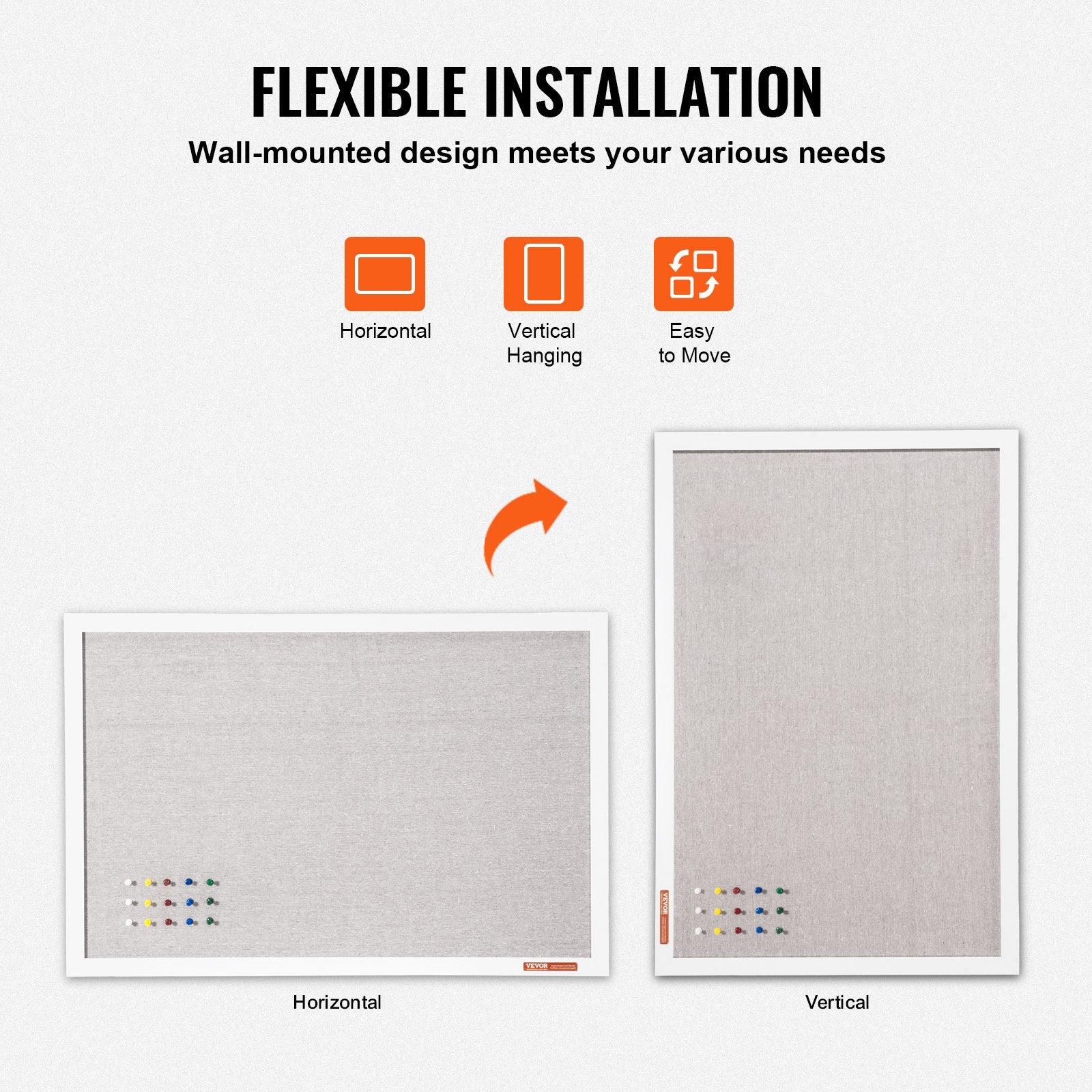 48"x36" White Cork Board with Linen Surface - Stylish Wall-Mounted Bulletin Board for Home, School, Office - V952-RMB48X36WBSMBDAIDV0