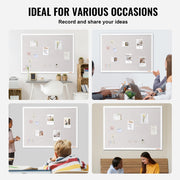 48"x36" White Cork Board with Linen Surface - Stylish Wall-Mounted Bulletin Board for Home, School, Office - V952-RMB48X36WBSMBDAIDV0