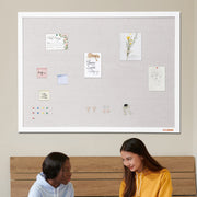 48"x36" White Cork Board with Linen Surface - Stylish Wall-Mounted Bulletin Board for Home, School, Office - V952-RMB48X36WBSMBDAIDV0