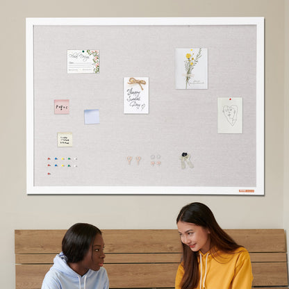 48"x36" White Cork Board with Linen Surface - Stylish Wall-Mounted Bulletin Board for Home, School, Office - V952-RMB48X36WBSMBDAIDV0