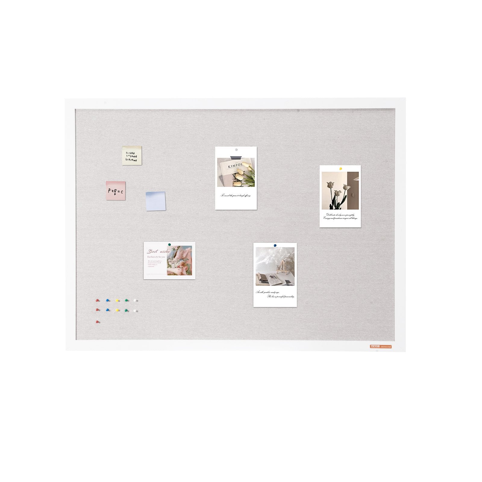48"x36" White Cork Board with Linen Surface - Stylish Wall-Mounted Bulletin Board for Home, School, Office - V952-RMB48X36WBSMBDAIDV0