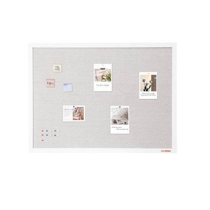 48"x36" White Cork Board with Linen Surface - Stylish Wall-Mounted Bulletin Board for Home, School, Office - V952-RMB48X36WBSMBDAIDV0
