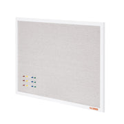 48"x36" White Cork Board with Linen Surface - Stylish Wall-Mounted Bulletin Board for Home, School, Office - V952-RMB48X36WBSMBDAIDV0