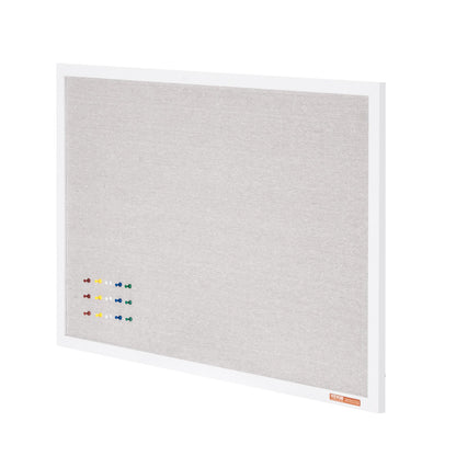 48"x36" White Cork Board with Linen Surface - Stylish Wall-Mounted Bulletin Board for Home, School, Office - V952-RMB48X36WBSMBDAIDV0